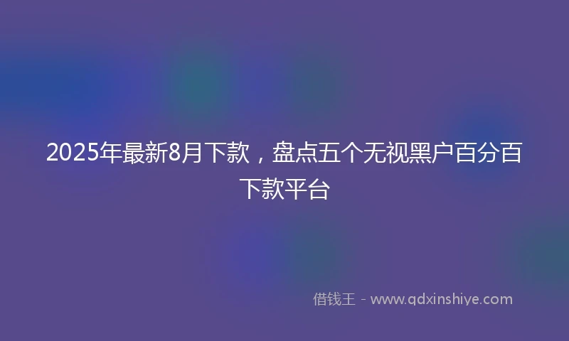 2025年最新8月下款，盘点五个无视黑户百分百下款平台