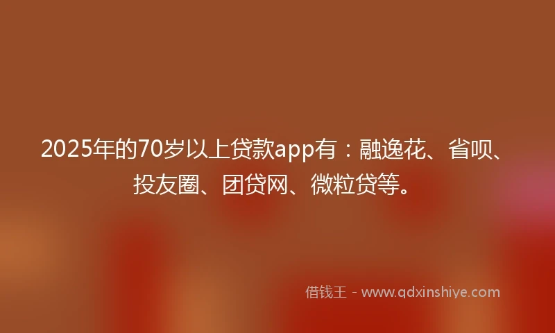 2025年的70岁以上贷款app有：融逸花、省呗、投友圈、团贷网、微粒贷等。