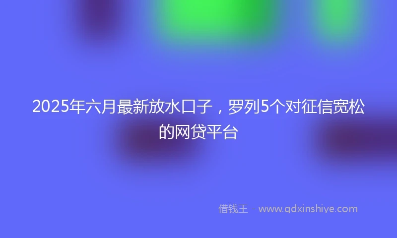 2025年六月最新放水口子，罗列5个对征信宽松的网贷平台