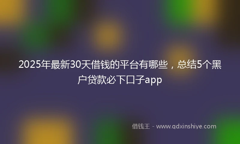 2025年最新30天借钱的平台有哪些，总结5个黑户贷款必下口子app