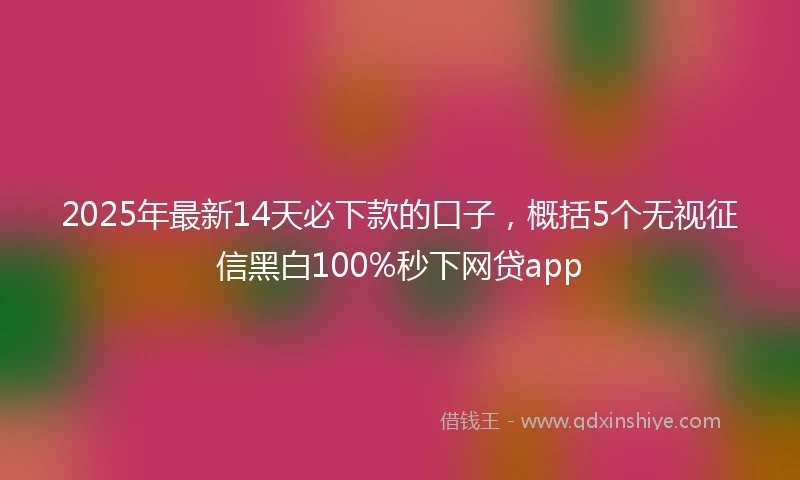 2025年最新14天必下款的口子，概括5个无视征信黑白100%秒下网贷app