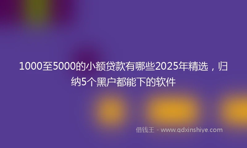 1000至5000的小额贷款有哪些2025年精选，归纳5个黑户都能下的软件