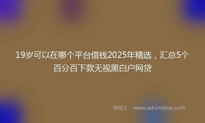 19岁可以在哪个平台借钱2025年精选，汇总5个百分百下款无视黑白户网贷