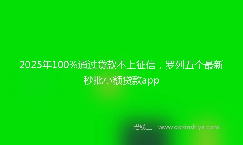 2025年100%通过贷款不上征信，罗列五个最新秒批小额贷款app