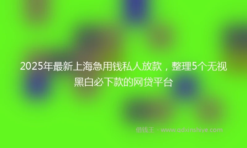 2025年最新上海急用钱私人放款，整理5个无视黑白必下款的网贷平台