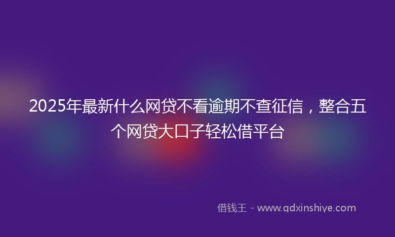 2025年最新什么网贷不看逾期不查征信，整合五个网贷大口子轻松借平台