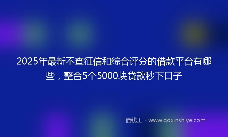 2025年最新不查征信和综合评分的借款平台有哪些，整合5个5000块贷款秒下口子