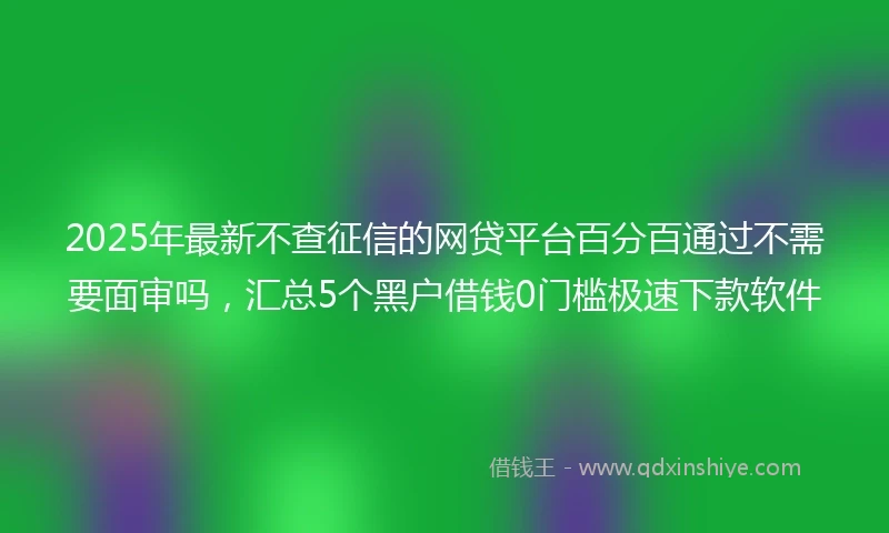 2025年最新不查征信的网贷平台百分百通过不需要面审吗，汇总5个黑户借钱0门槛极速下款软件