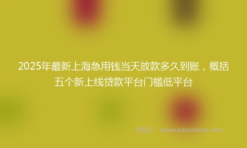 2025年最新上海急用钱当天放款多久到账，概括五个新上线贷款平台门槛低平台