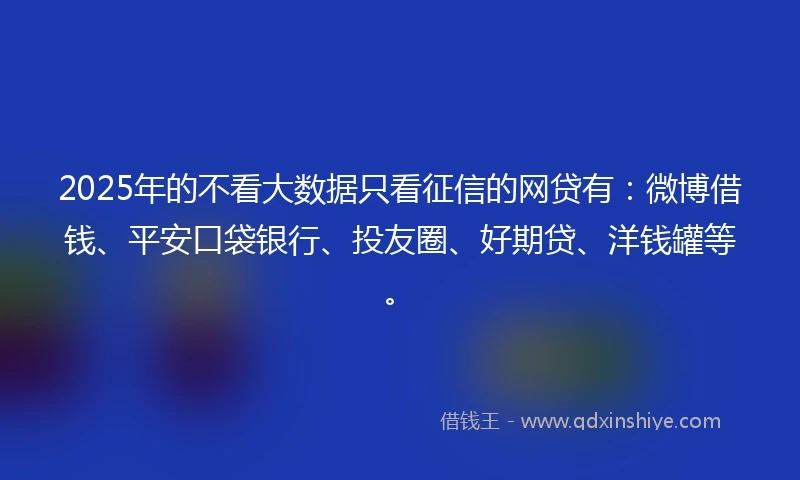 2025年的不看大数据只看征信的网贷有：微博借钱、平安口袋银行、投友圈、好期贷、洋钱罐等。