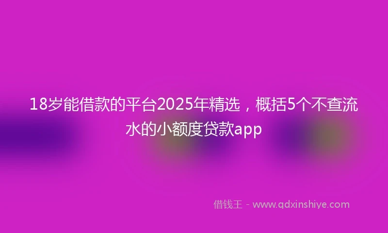 18岁能借款的平台2025年精选，概括5个不查流水的小额度贷款app