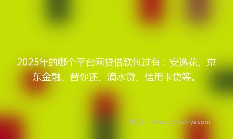 2025年的哪个平台网贷借款包过有：安逸花、京东金融、替你还、滴水贷、信用卡贷等。
