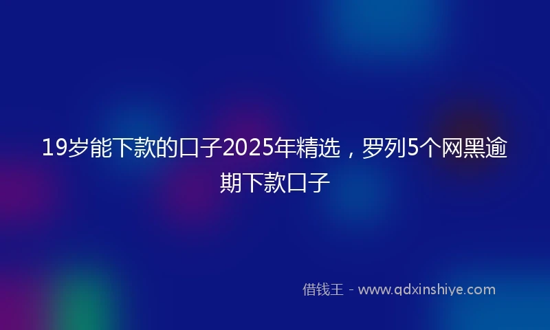 19岁能下款的口子2025年精选，罗列5个网黑逾期下款口子