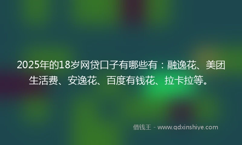 2025年的18岁网贷口子有哪些有：融逸花、美团生活费、安逸花、百度有钱花、拉卡拉等。