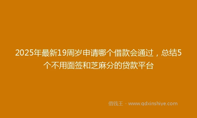 2025年最新19周岁申请哪个借款会通过，总结5个不用面签和芝麻分的贷款平台