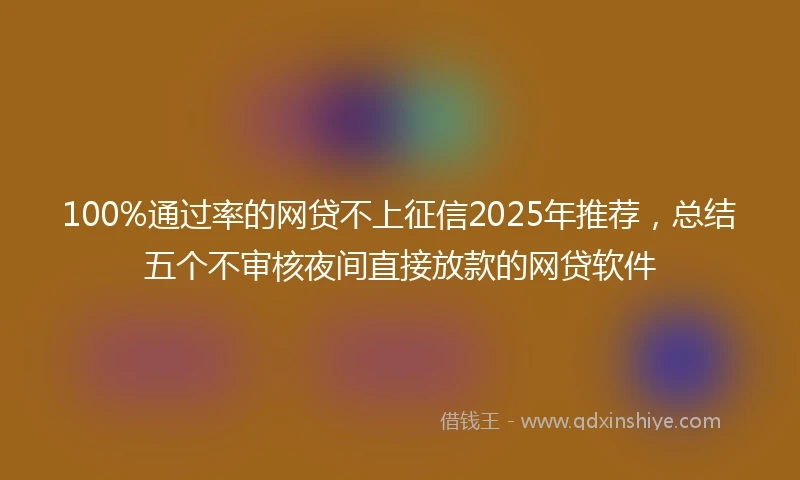 100%通过率的网贷不上征信2025年推荐，总结五个不审核夜间直接放款的网贷软件