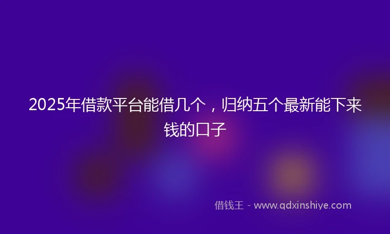2025年借款平台能借几个，归纳五个最新能下来钱的口子