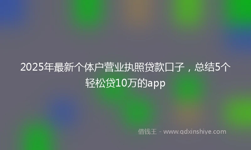 2025年最新个体户营业执照贷款口子，总结5个轻松贷10万的app