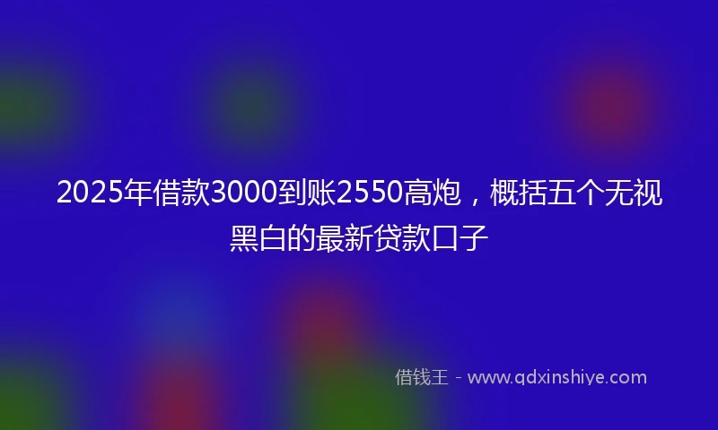 2025年借款3000到账2550高炮，概括五个无视黑白的最新贷款口子