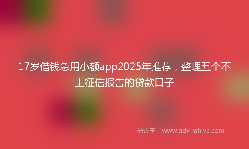 17岁借钱急用小额app2025年推荐，整理五个不上征信报告的贷款口子
