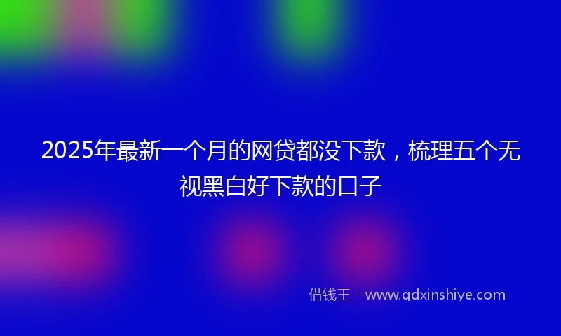 2025年最新一个月的网贷都没下款，梳理五个无视黑白好下款的口子