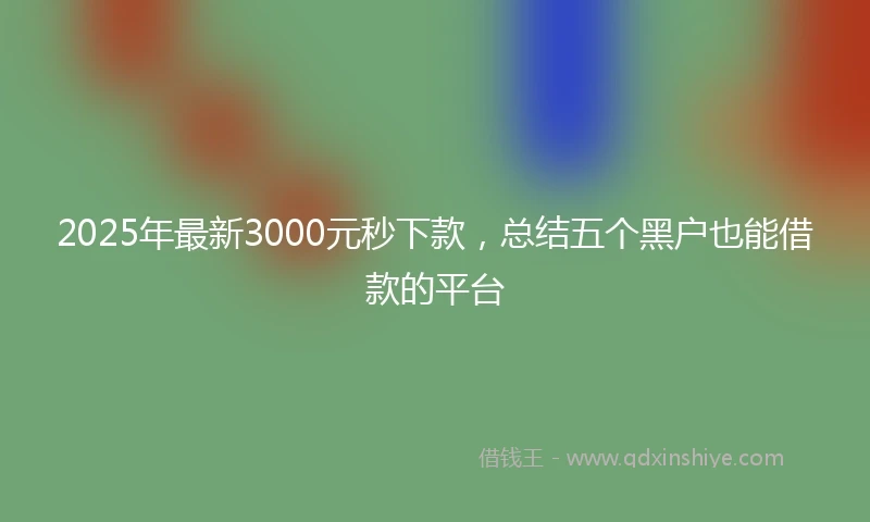 2025年最新3000元秒下款，总结五个黑户也能借款的平台
