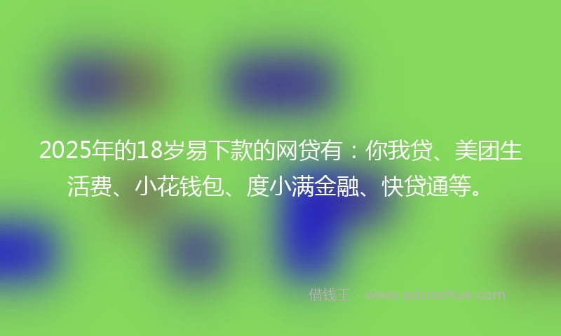 2025年的18岁易下款的网贷有：你我贷、美团生活费、小花钱包、度小满金融、快贷通等。