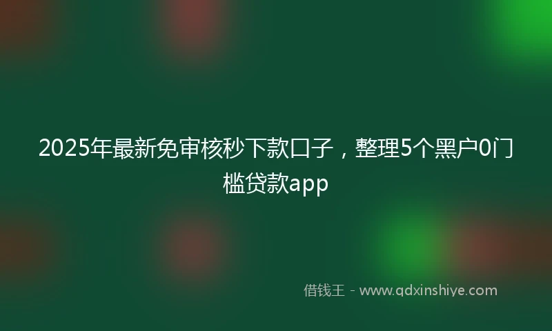 2025年最新免审核秒下款口子，整理5个黑户0门槛贷款app