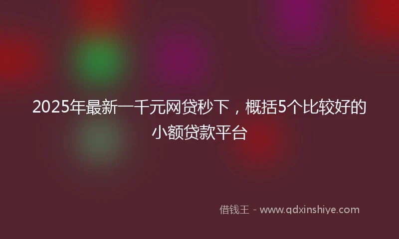 2025年最新一千元网贷秒下，概括5个比较好的小额贷款平台