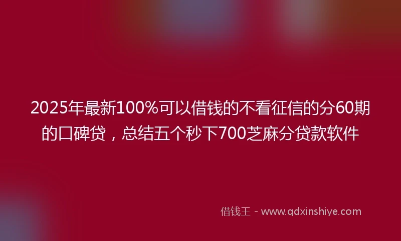 2025年最新100%可以借钱的不看征信的分60期的口碑贷，总结五个秒下700芝麻分贷款软件