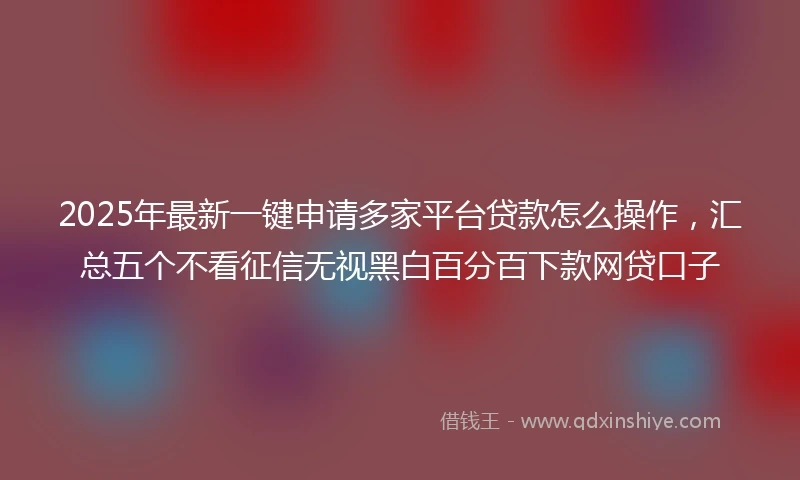 2025年最新一键申请多家平台贷款怎么操作，汇总五个不看征信无视黑白百分百下款网贷口子