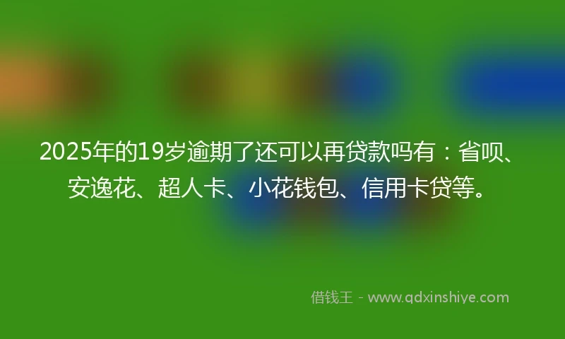 2025年的19岁逾期了还可以再贷款吗有：省呗、安逸花、超人卡、小花钱包、信用卡贷等。