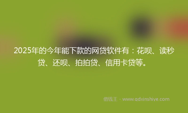 2025年的今年能下款的网贷软件有：花呗、读秒贷、还呗、拍拍贷、信用卡贷等。