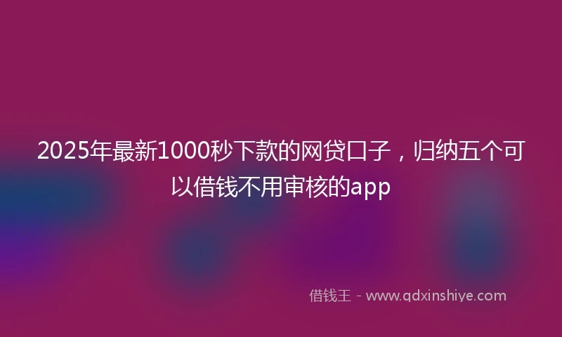 2025年最新1000秒下款的网贷口子，归纳五个可以借钱不用审核的app