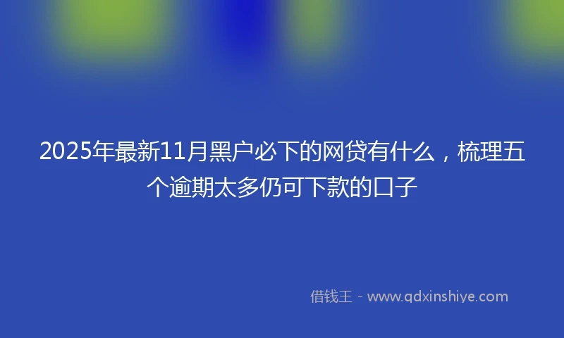 2025年最新11月黑户必下的网贷有什么，梳理五个逾期太多仍可下款的口子