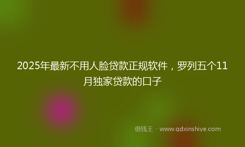 2025年最新不用人脸贷款正规软件，罗列五个11月独家贷款的口子