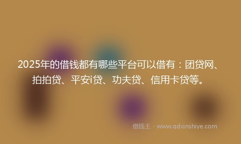 2025年的借钱都有哪些平台可以借有：团贷网、拍拍贷、平安i贷、功夫贷、信用卡贷等。