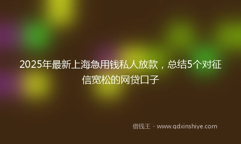 2025年最新上海急用钱私人放款，总结5个对征信宽松的网贷口子