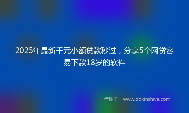 2025年最新千元小额贷款秒过，分享5个网贷容易下款18岁的软件