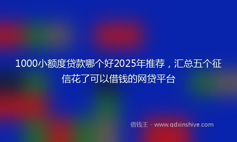 1000小额度贷款哪个好2025年推荐，汇总五个征信花了可以借钱的网贷平台