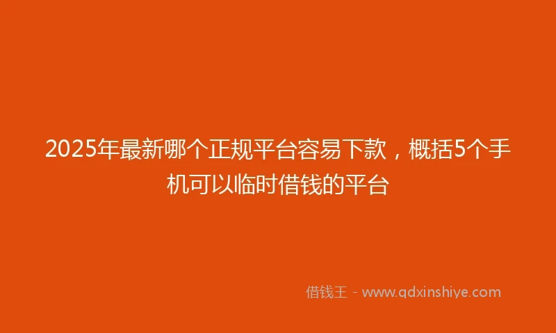 2025年最新哪个正规平台容易下款，概括5个手机可以临时借钱的平台