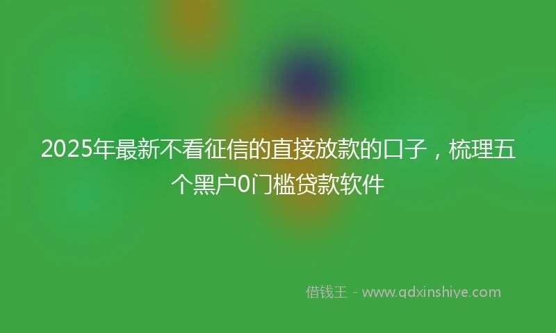 2025年最新不看征信的直接放款的口子，梳理五个黑户0门槛贷款软件