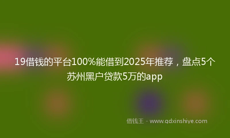 19借钱的平台100%能借到2025年推荐，盘点5个苏州黑户贷款5万的app