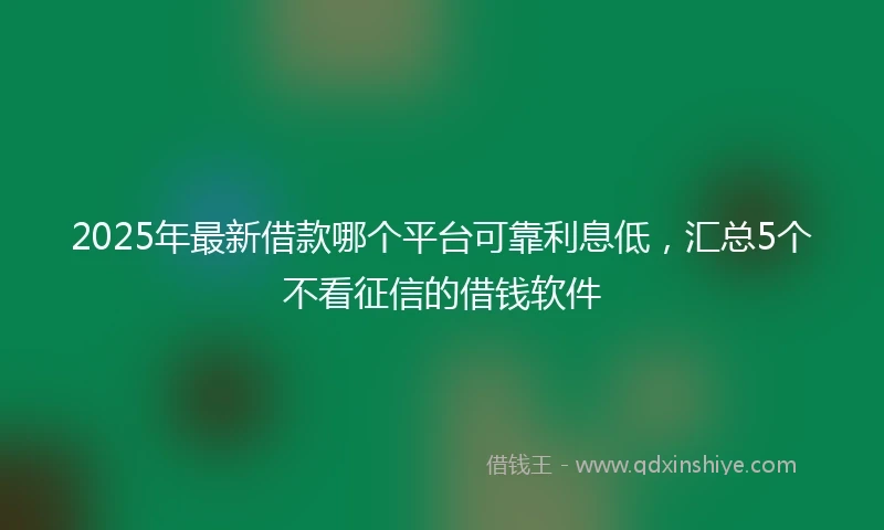 2025年最新借款哪个平台可靠利息低，汇总5个不看征信的借钱软件
