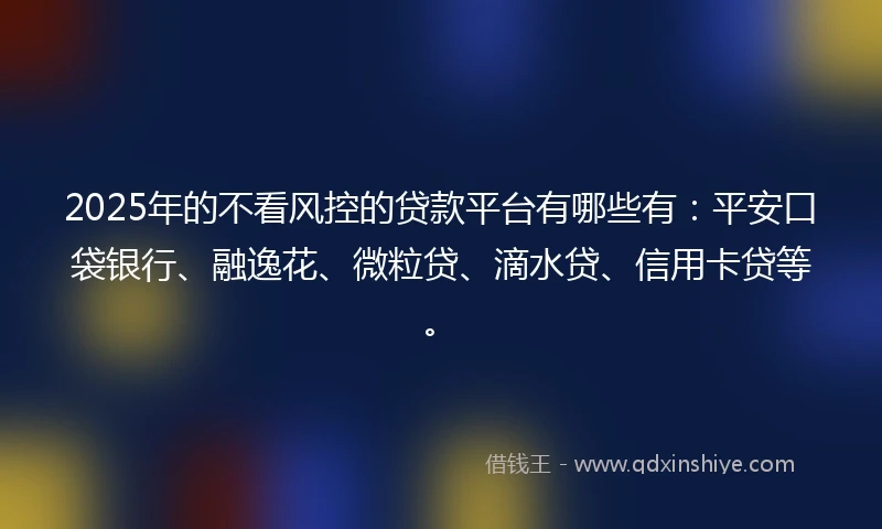 2025年的不看风控的贷款平台有哪些有：平安口袋银行、融逸花、微粒贷、滴水贷、信用卡贷等。