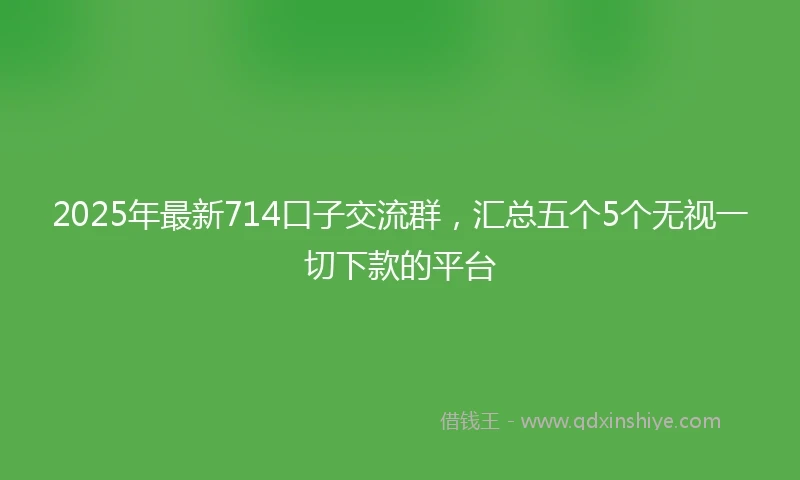 2025年最新714口子交流群，汇总五个5个无视一切下款的平台