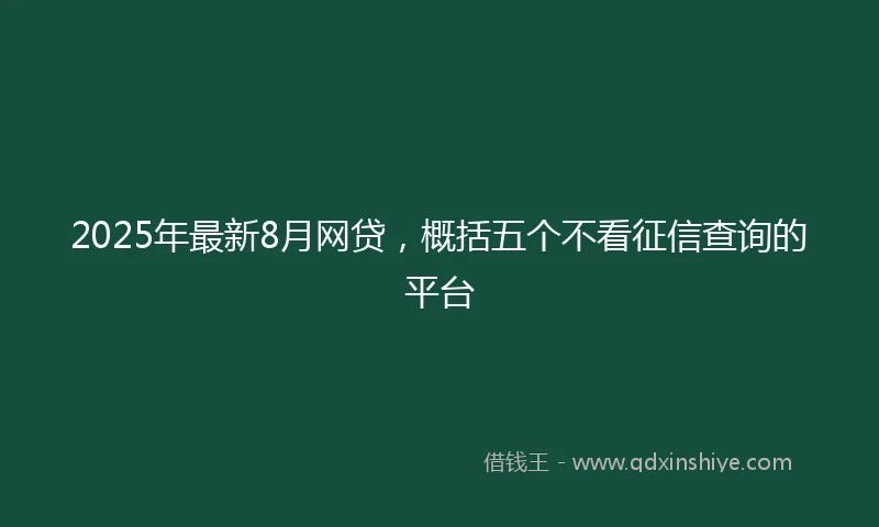 2025年最新8月网贷，概括五个不看征信查询的平台