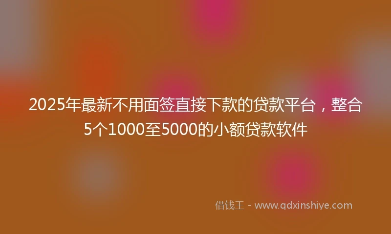 2025年最新不用面签直接下款的贷款平台，整合5个1000至5000的小额贷款软件