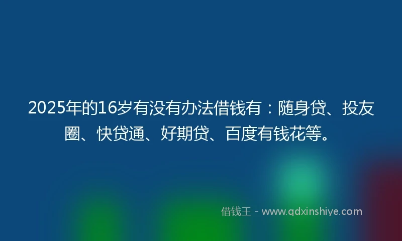 2025年的16岁有没有办法借钱有：随身贷、投友圈、快贷通、好期贷、百度有钱花等。
