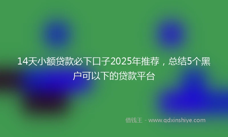14天小额贷款必下口子2025年推荐，总结5个黑户可以下的贷款平台